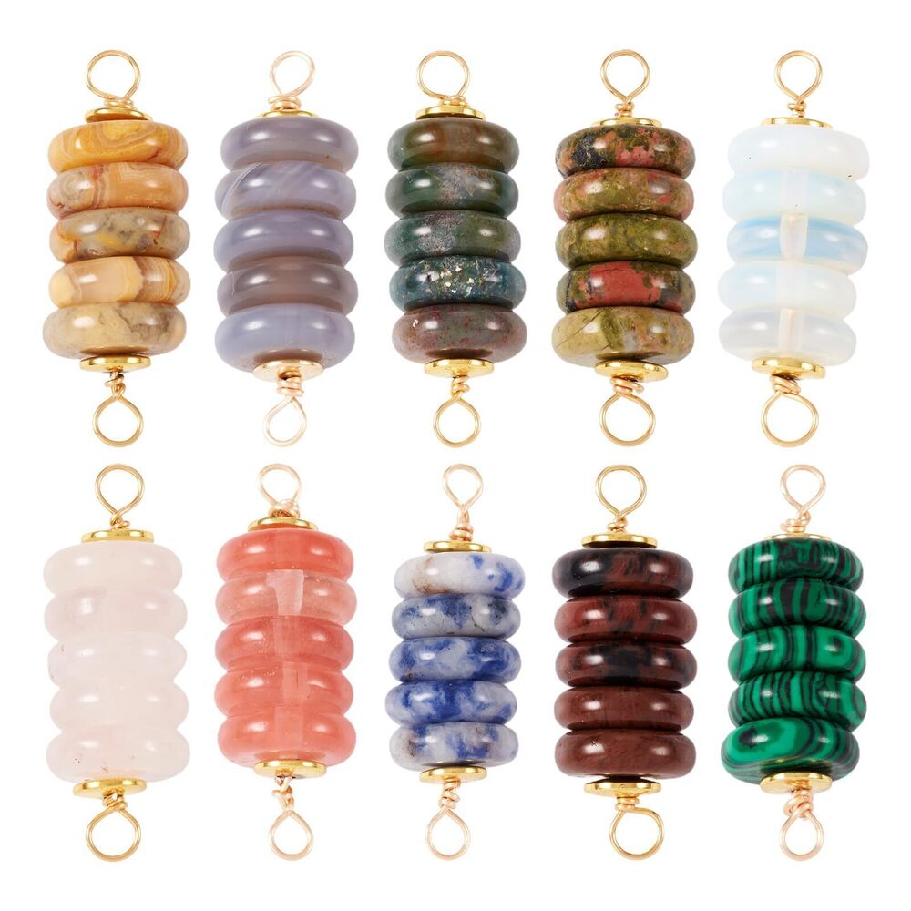1337 Beadthoven 10Pcs Natural Gemstone Pendants - Colorful Quartz Crystal
